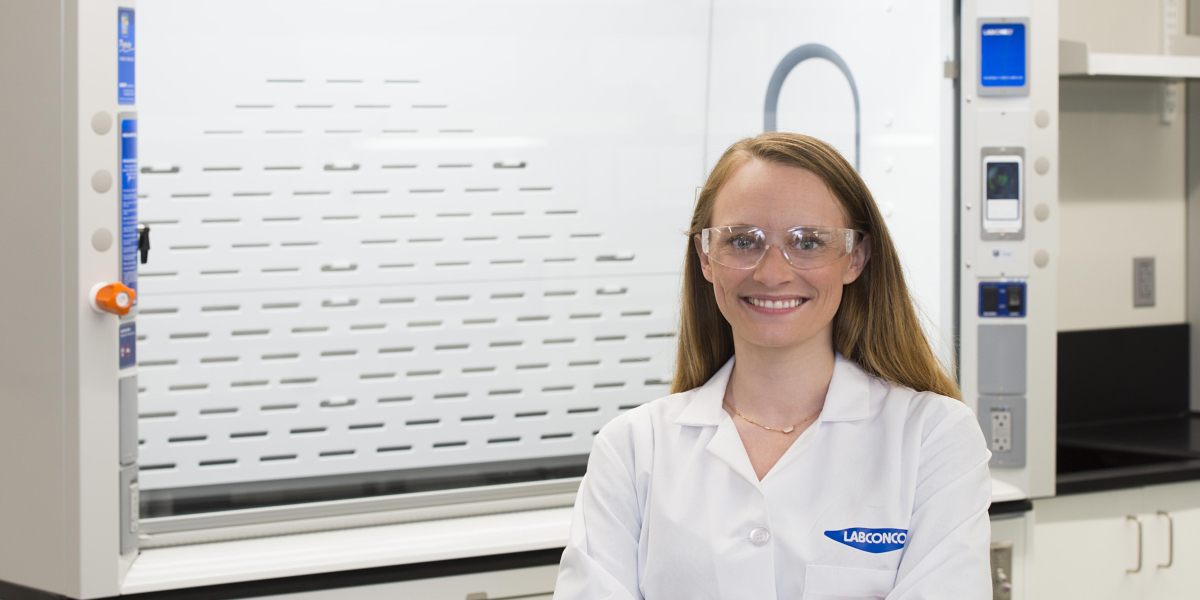 Ryann with XStream Fume Hood at KU Laboratory